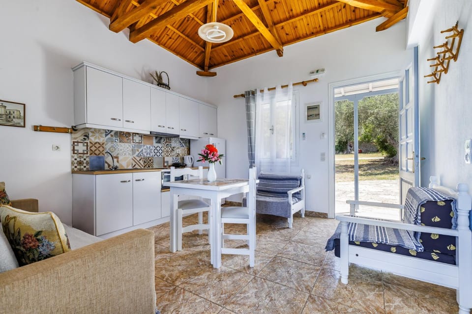 Kitchen or kitchenette, Living room, Seating area, Dining area
