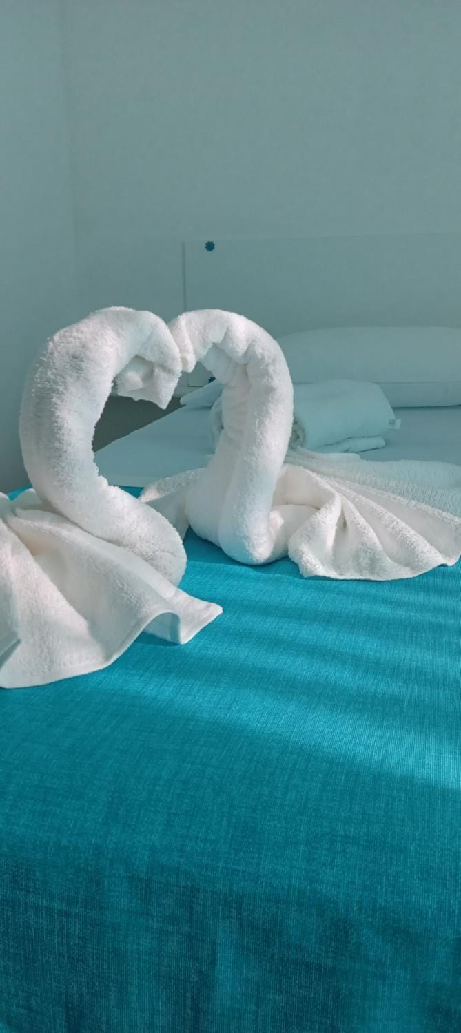 Bed, Photo of the whole room, Bedroom, towels