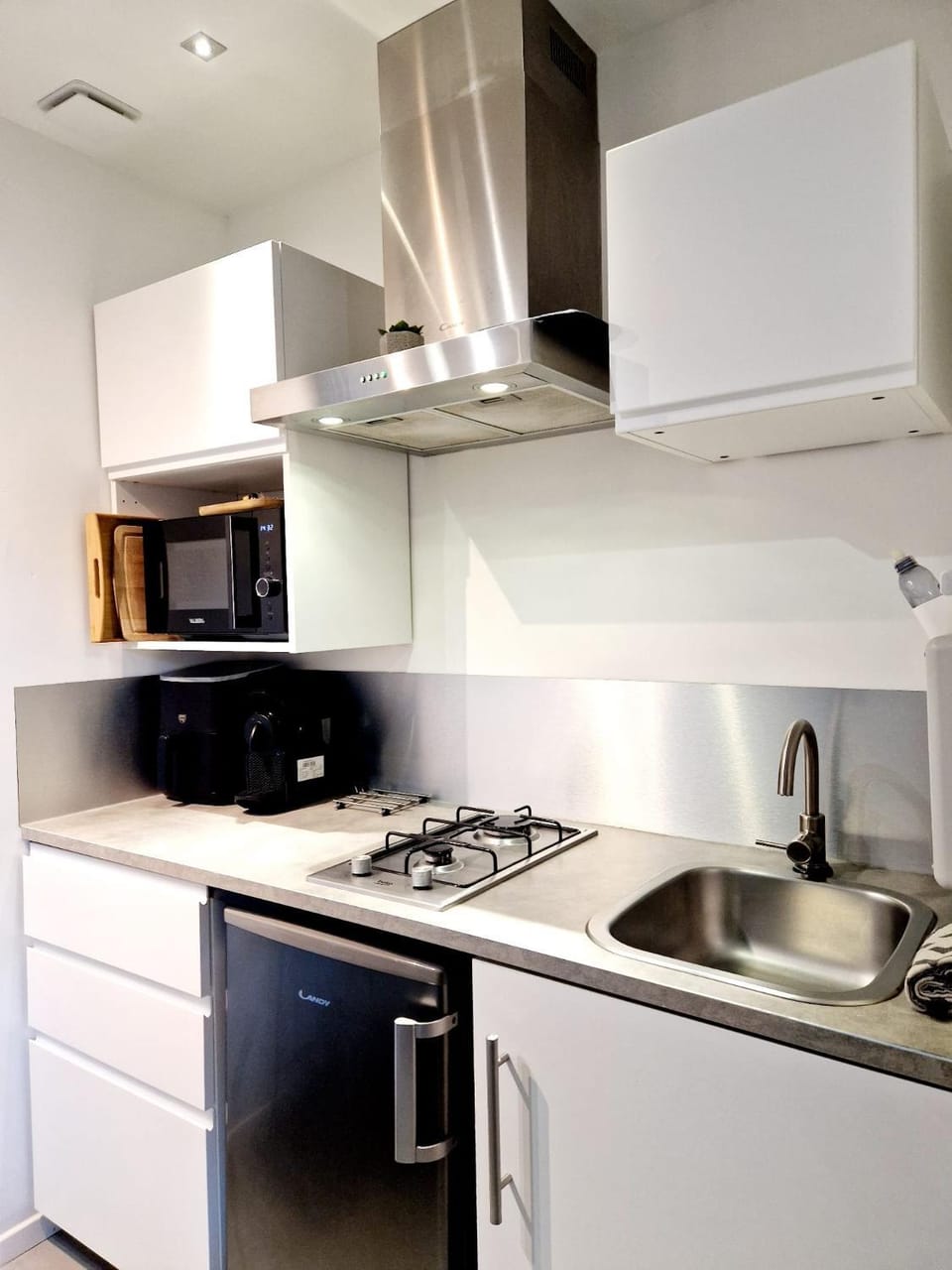 Kitchen or kitchenette, stove, toaster