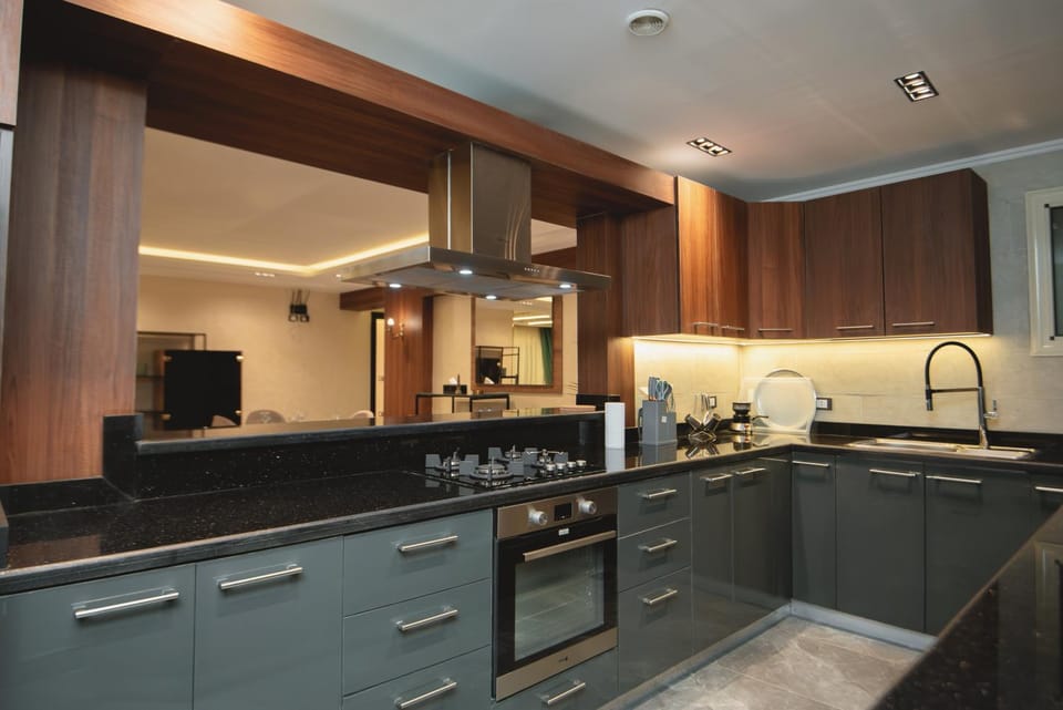 Kitchen or kitchenette, oven, stove