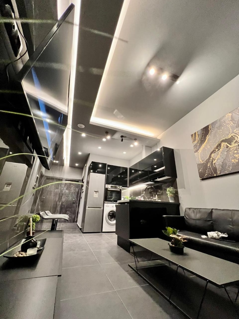 Living room, kitchen