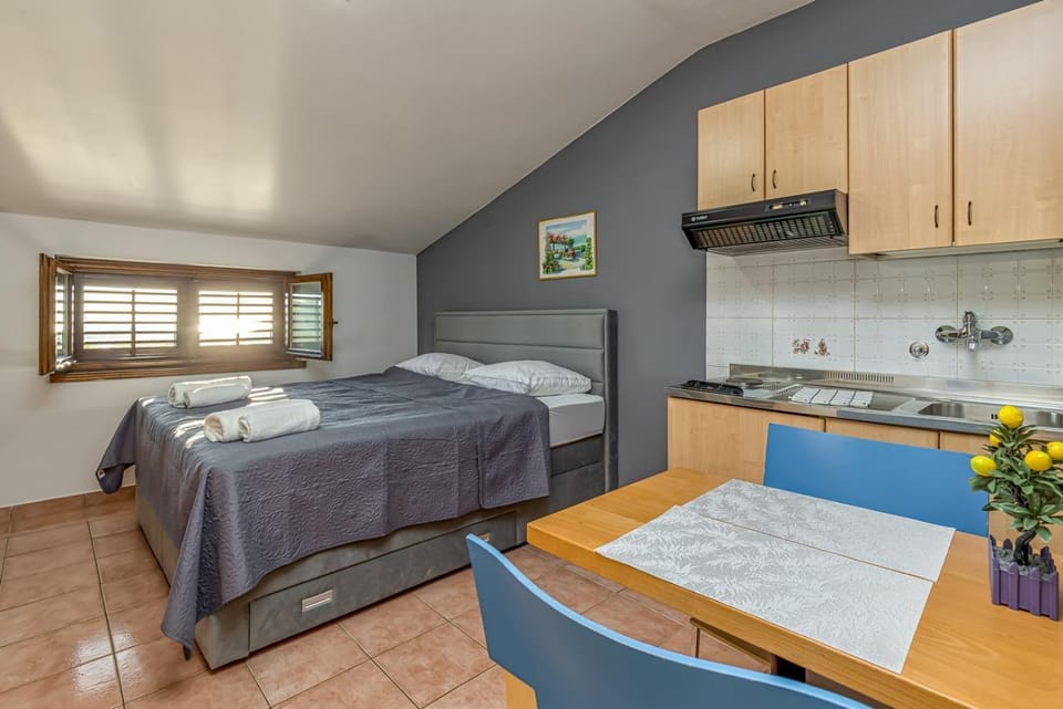Bed, Kitchen or kitchenette, Photo of the whole room, Dining area