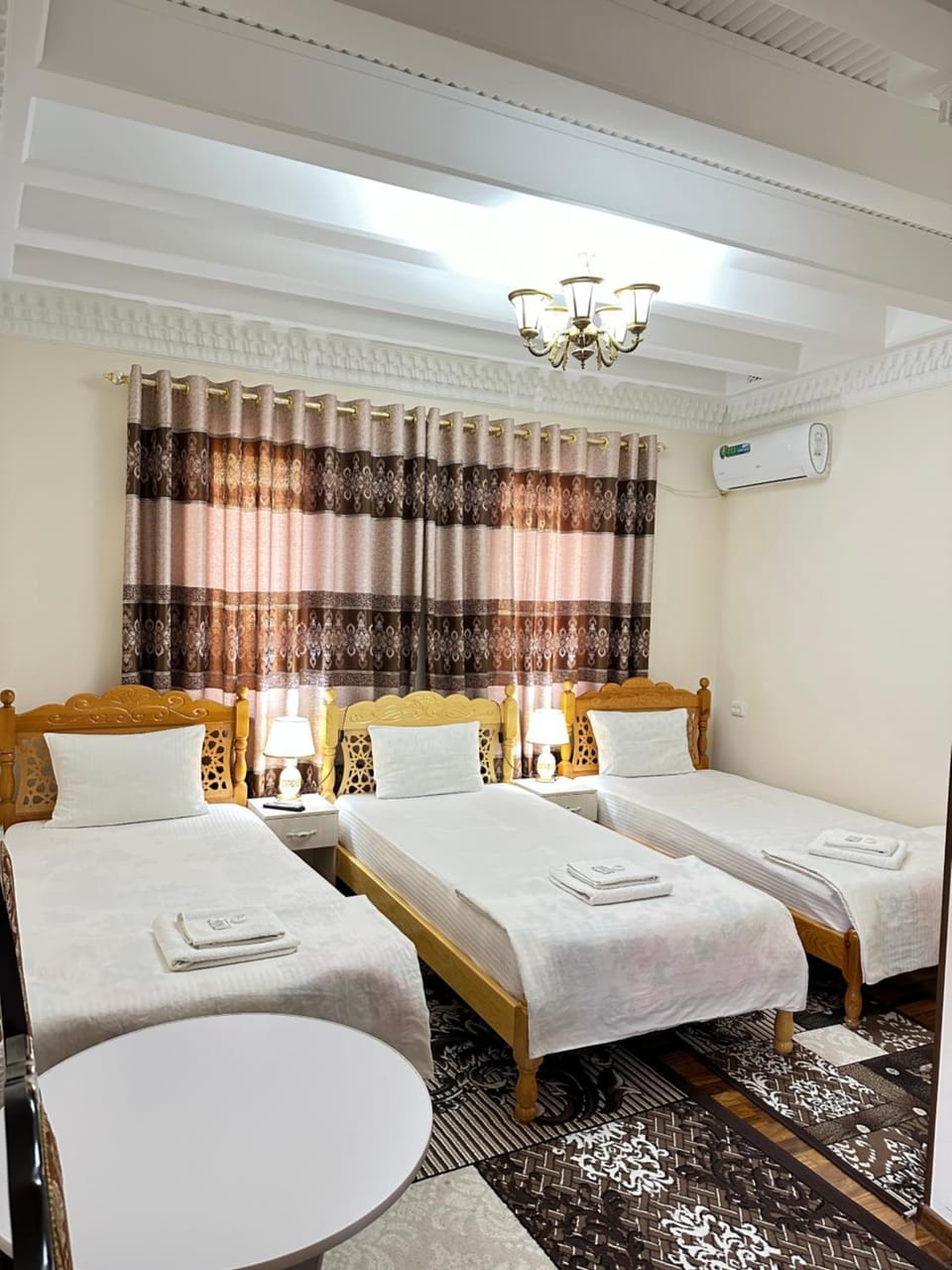 Bed, Bedroom, towels, air conditioner