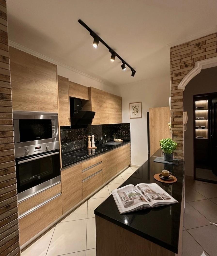 Kitchen or kitchenette, oven, stove