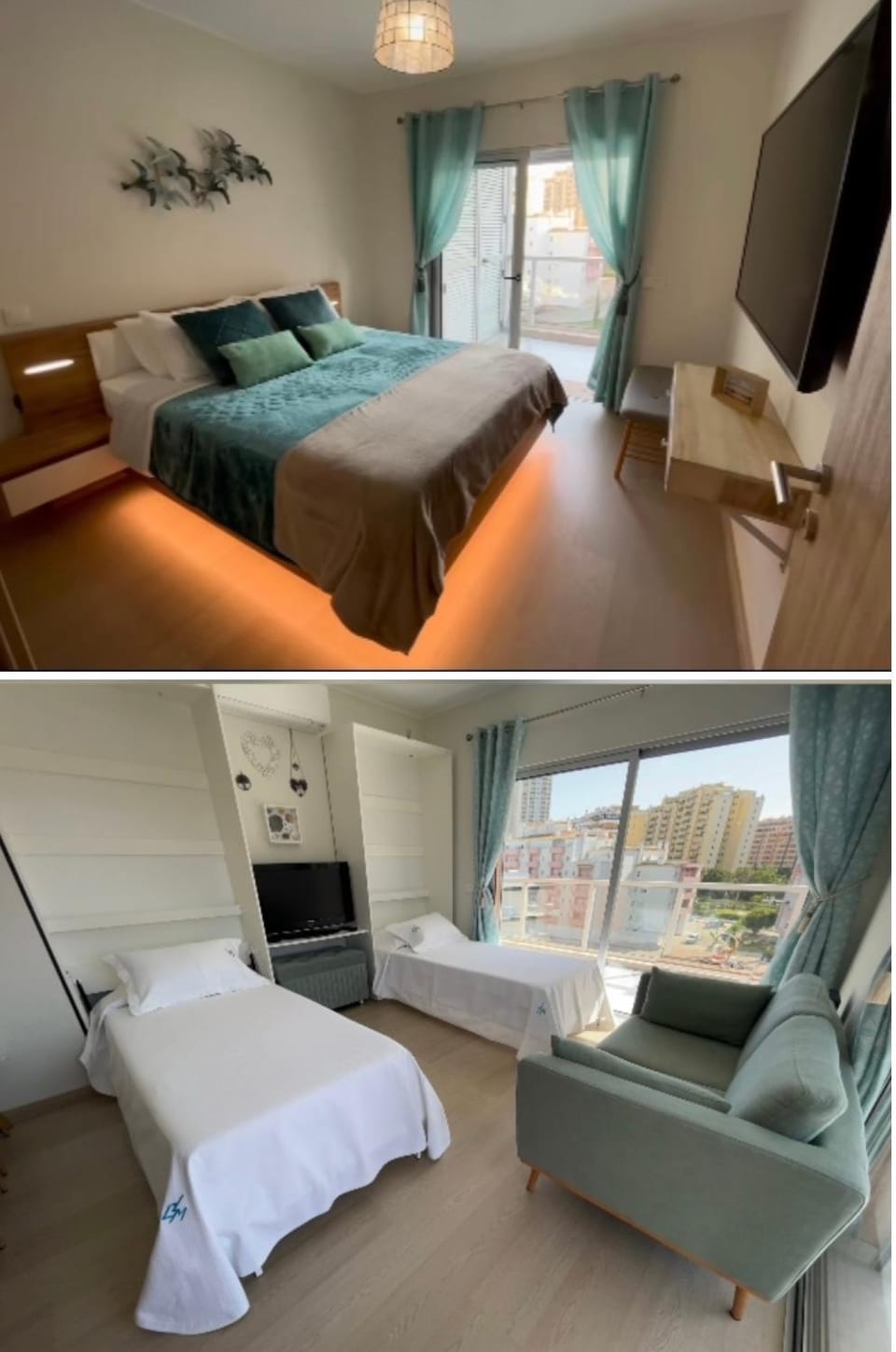 Bed, TV and multimedia, Balcony/Terrace, Living room, Photo of the whole room, Seating area, Bedroom, furniture, internet, storage, towels, wardrobe, air conditioner