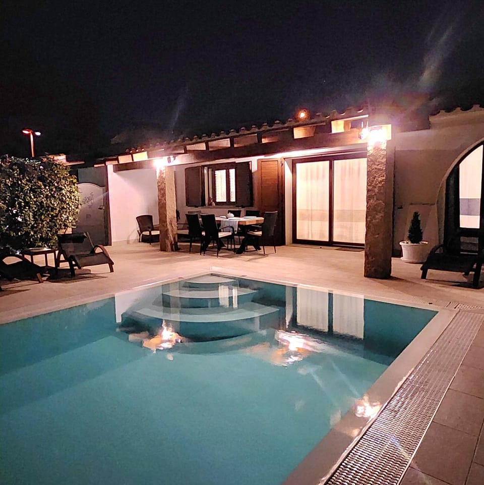 Night, Pool view, Swimming pool