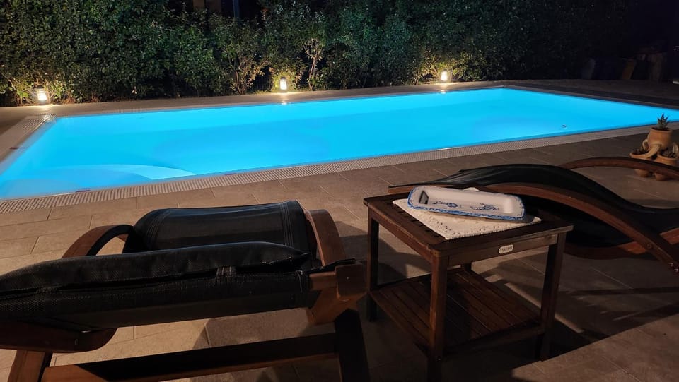 Patio, Night, Swimming pool