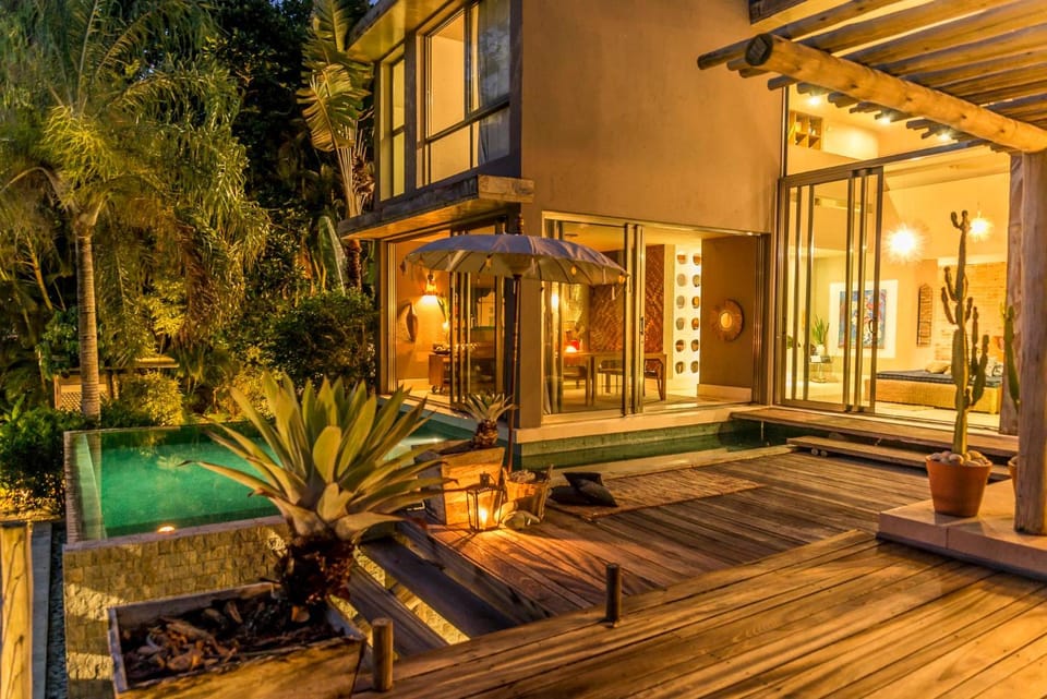 Property building, Night, Natural landscape, Pool view, Swimming pool