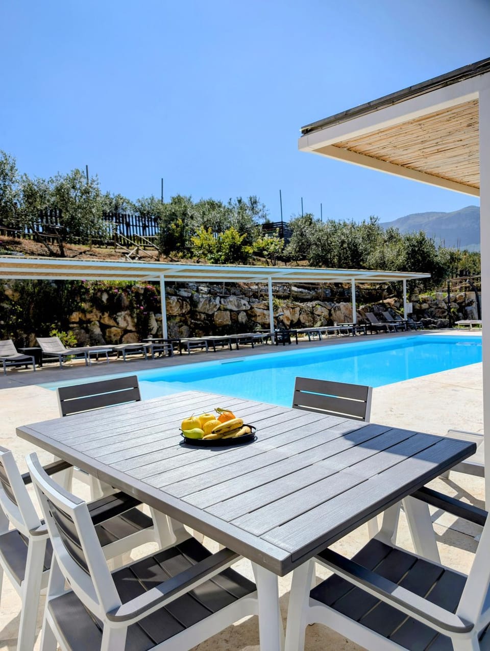 Patio, Dining area, Mountain view, Pool view, Swimming pool