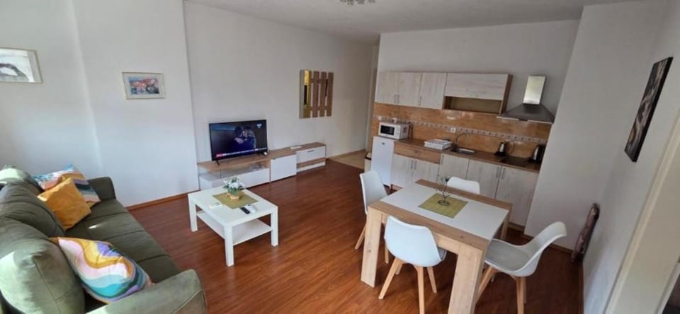 Communal lounge/ TV room, TV and multimedia, Kitchen or kitchenette, Living room, Seating area, Dining area, oven, stove
