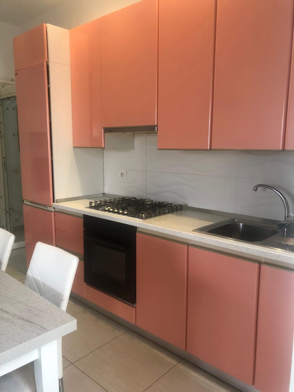 Kitchen or kitchenette, stove