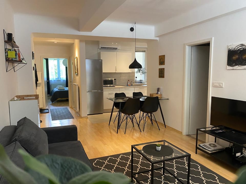 Living room, kitchen