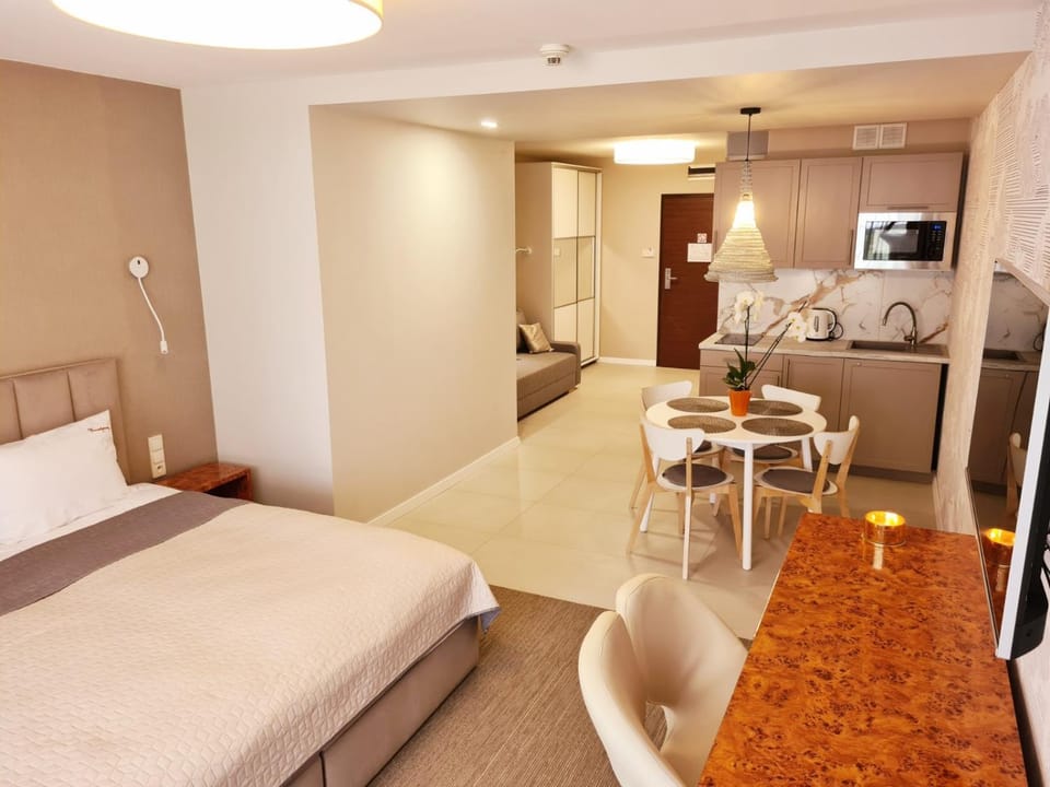 Bed, Kitchen or kitchenette, Living room, Photo of the whole room, Seating area, Dining area, Bedroom