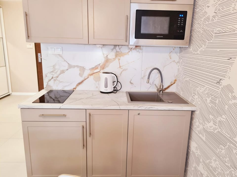 Coffee/tea facilities, Kitchen or kitchenette, stove
