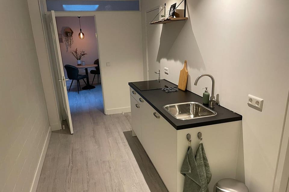 Kitchen or kitchenette, stove