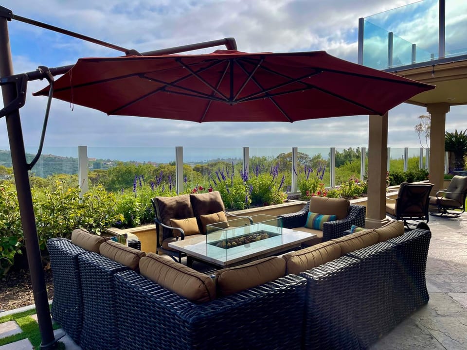 Patio, Seating area, Dining area, Sea view