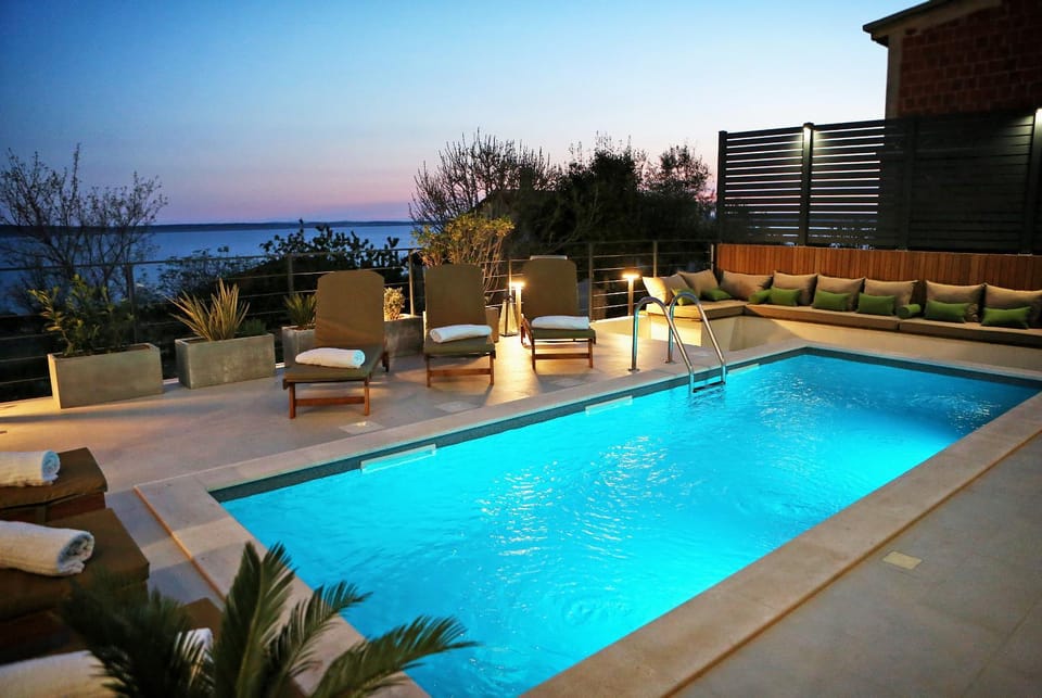 Pool view, Swimming pool, Sunset