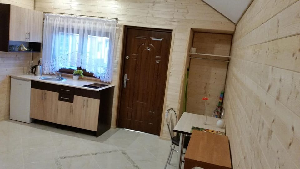 Kitchen or kitchenette, stove