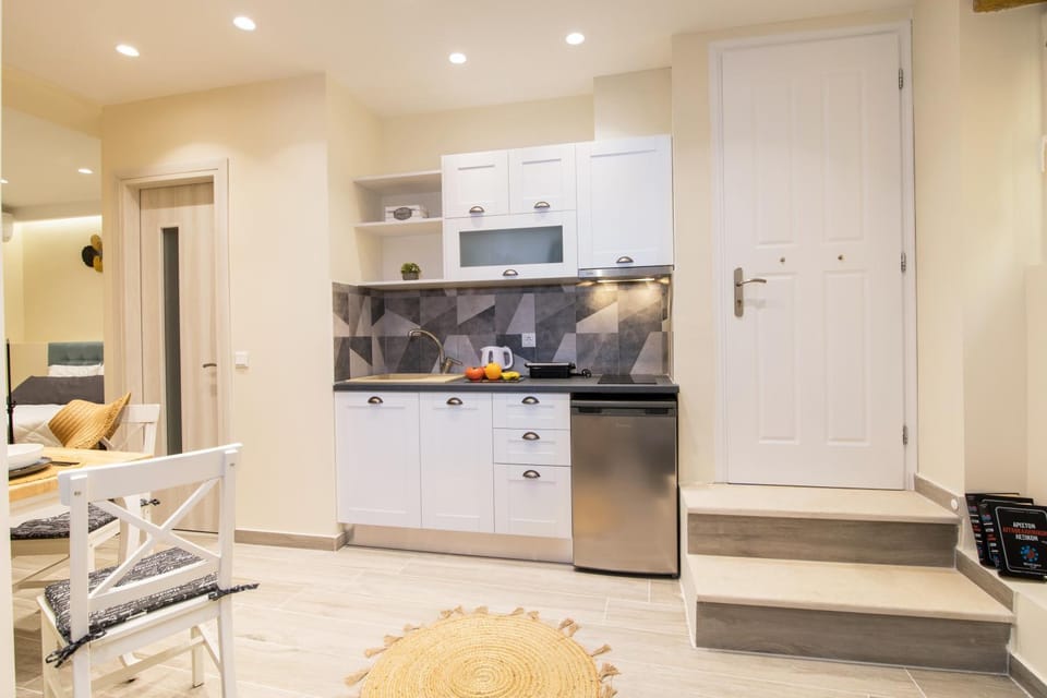 Kitchen or kitchenette, stove