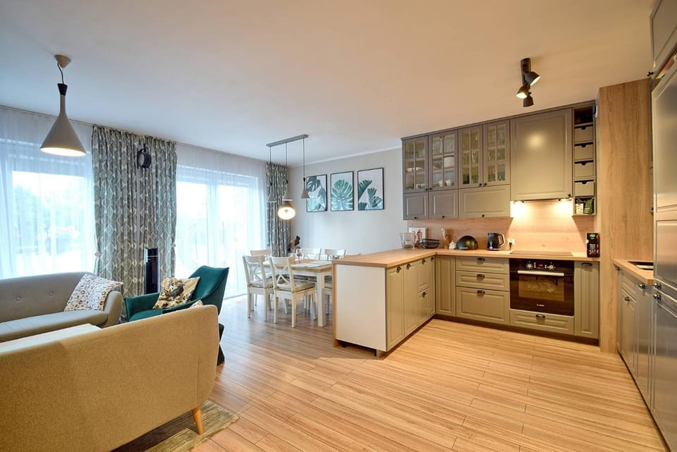 Kitchen or kitchenette, Living room, Dining area