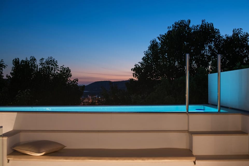 Night, Pool view, Swimming pool