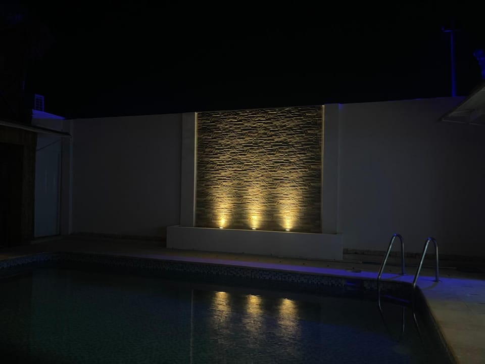 Night, Pool view, Swimming pool