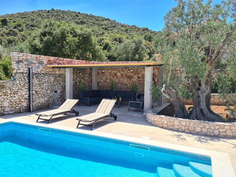 Patio, Day, Natural landscape, Mountain view, Pool view, Swimming pool, sunbed