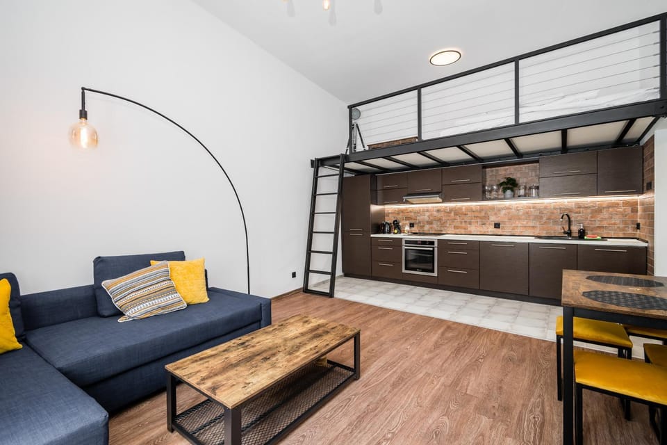 Kitchen or kitchenette, Living room, Seating area
