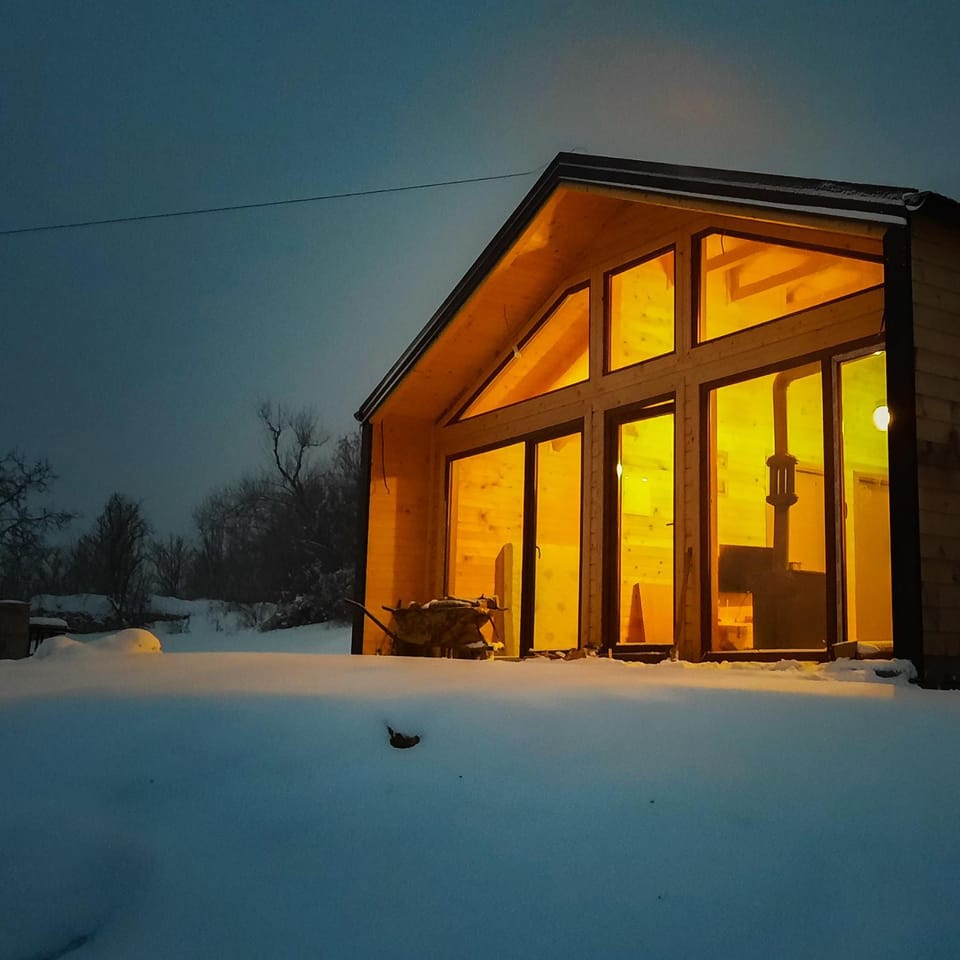 Property building, Night, Winter