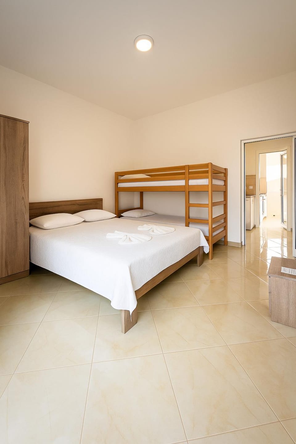 Bed, Night, Photo of the whole room, Bedroom, bunk bed, wardrobe, air conditioner