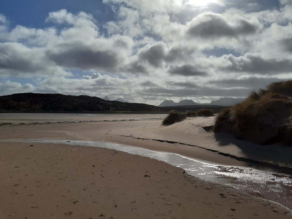 Natural landscape, Beach, Mountain view