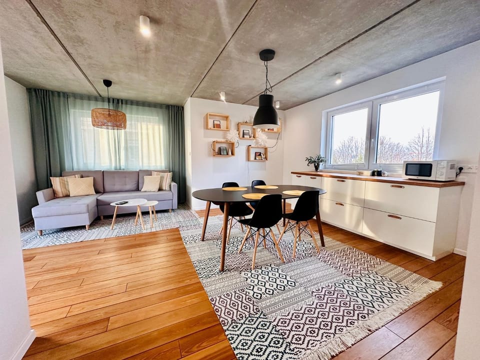 Kitchen or kitchenette, Living room, Dining area