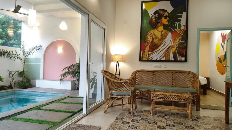 Living room, Seating area, Pool view, Swimming pool
