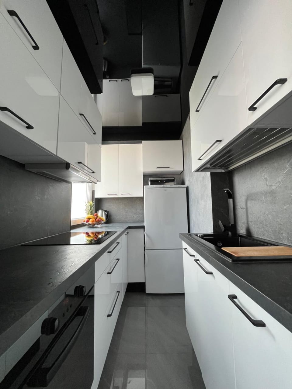Kitchen or kitchenette, stove