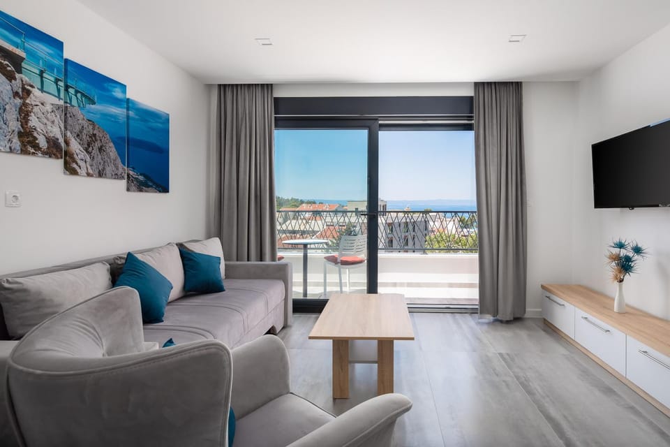 Living room, Seating area, Sea view