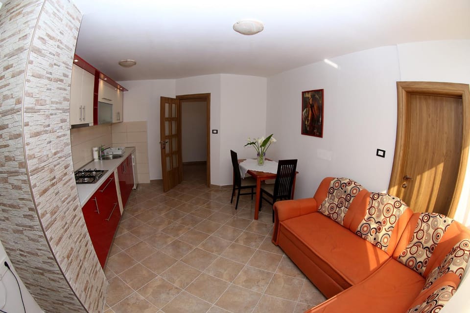 Living room, kitchen