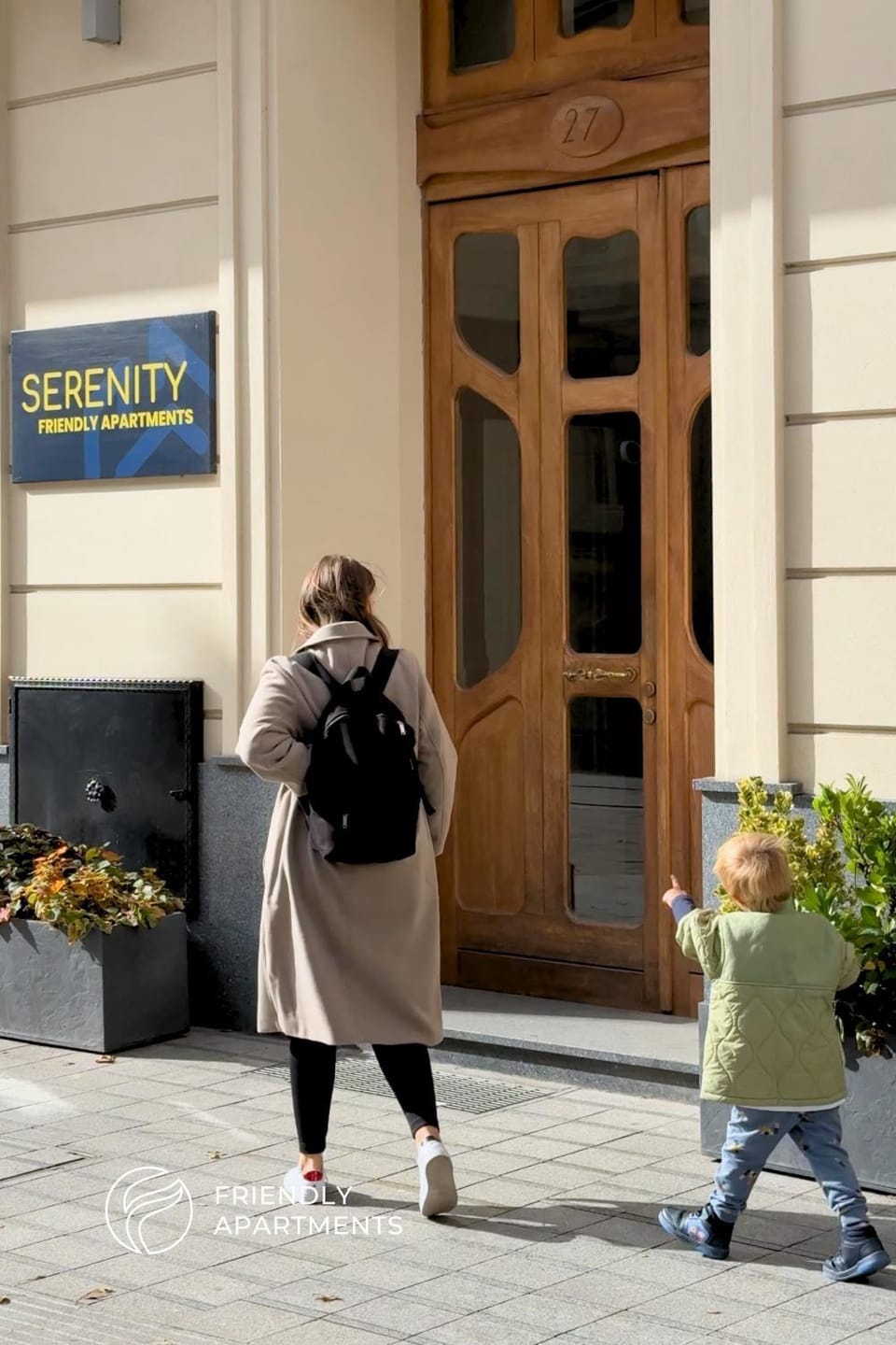 Property building, People, Text overlay, group of guests