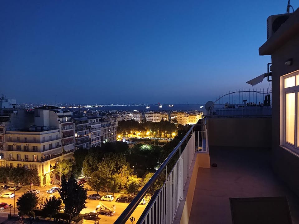 Night, View (from property/room), Balcony/Terrace, City view, Sea view