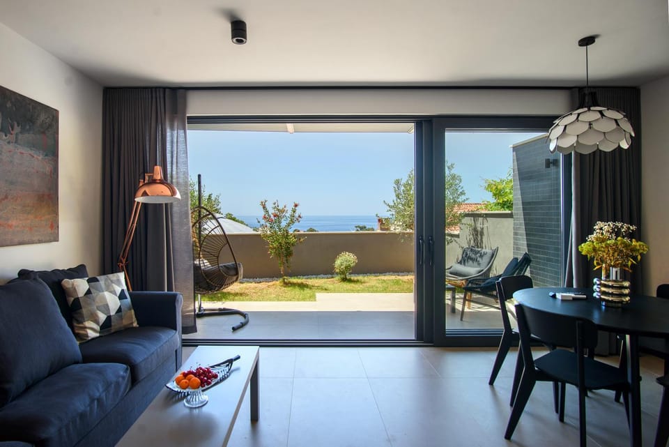 Living room, Seating area, Garden view