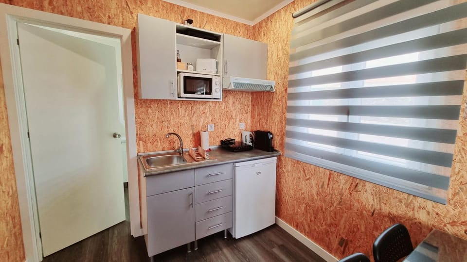 Kitchen or kitchenette, minibar, stove