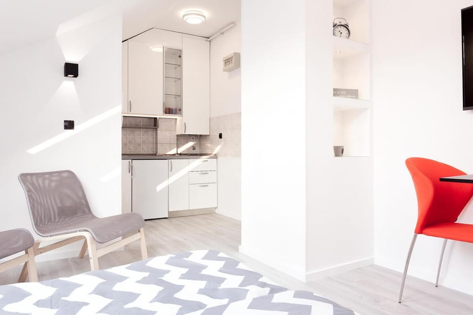 Kitchen or kitchenette, Living room, Seating area