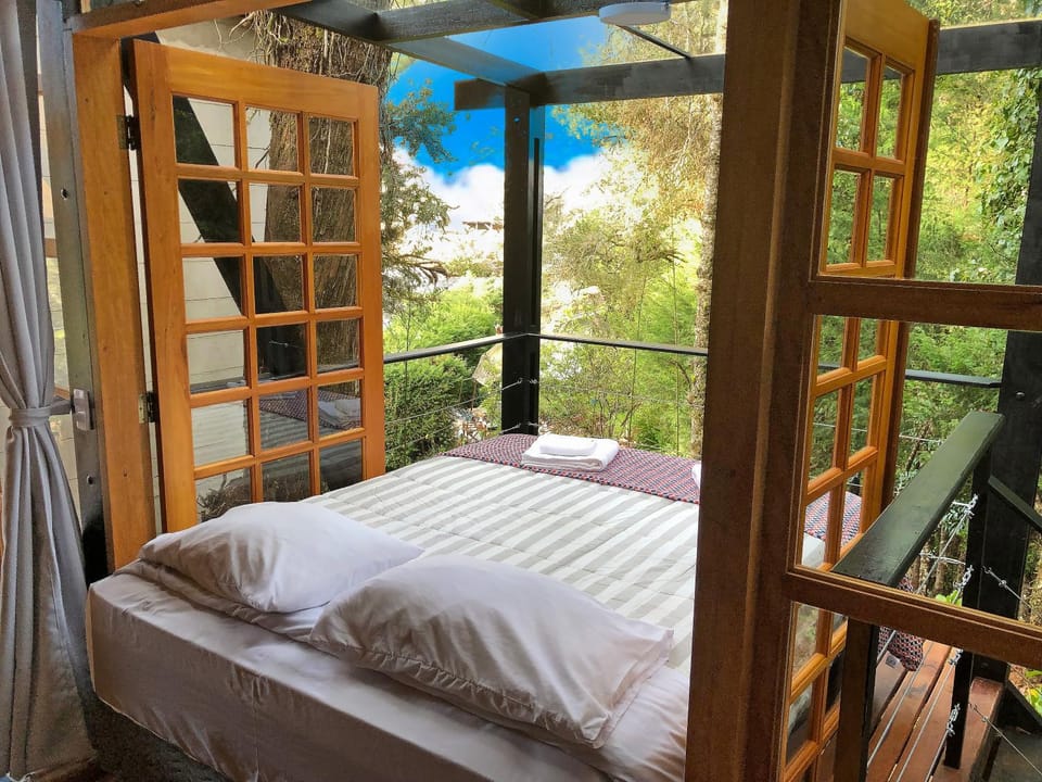 Bed, Natural landscape, Balcony/Terrace, Bedroom, Garden view
