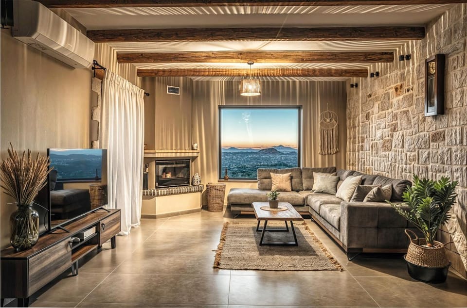 View (from property/room), Living room, Seating area, City view