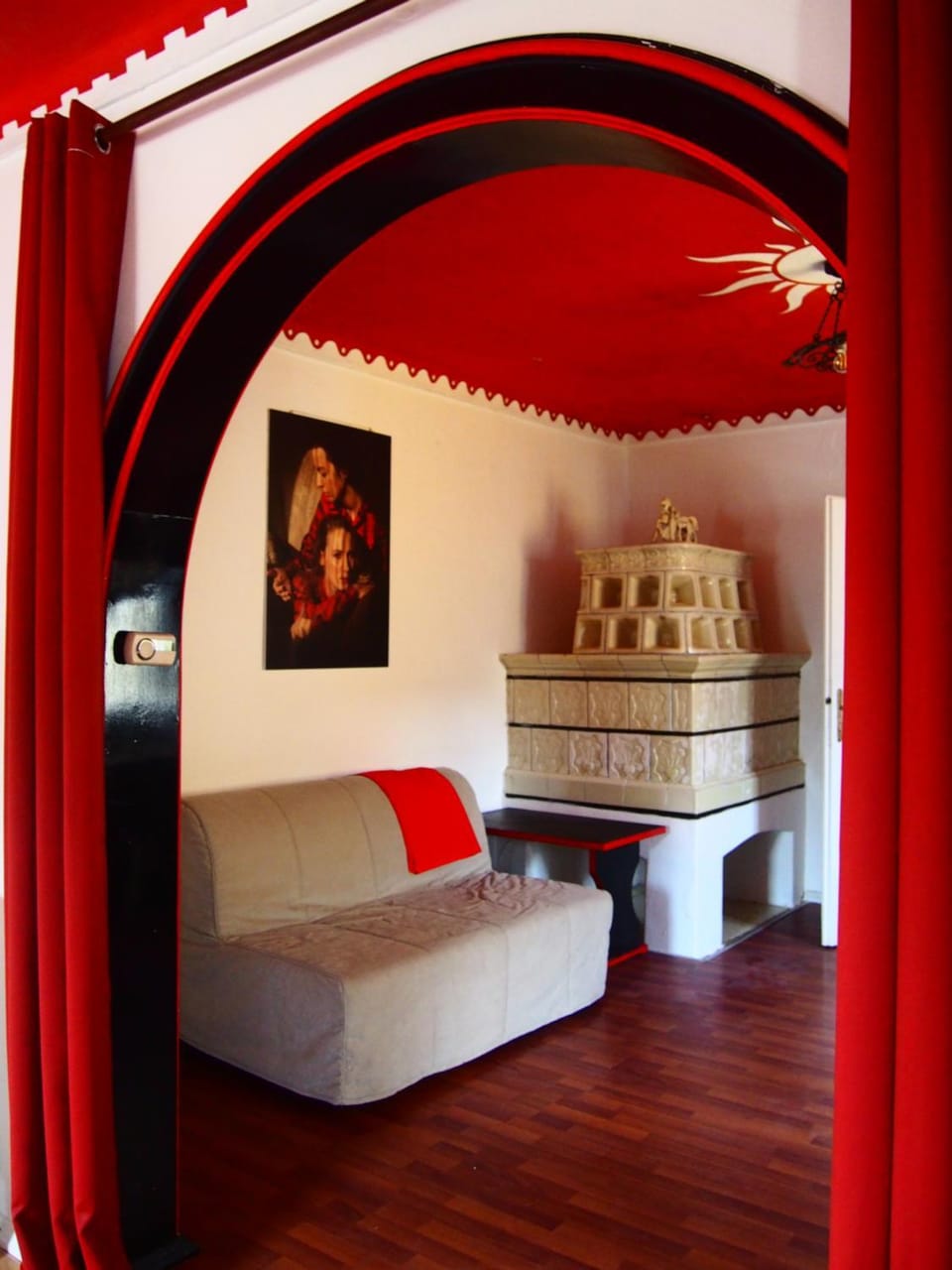 Bed, Living room, Seating area