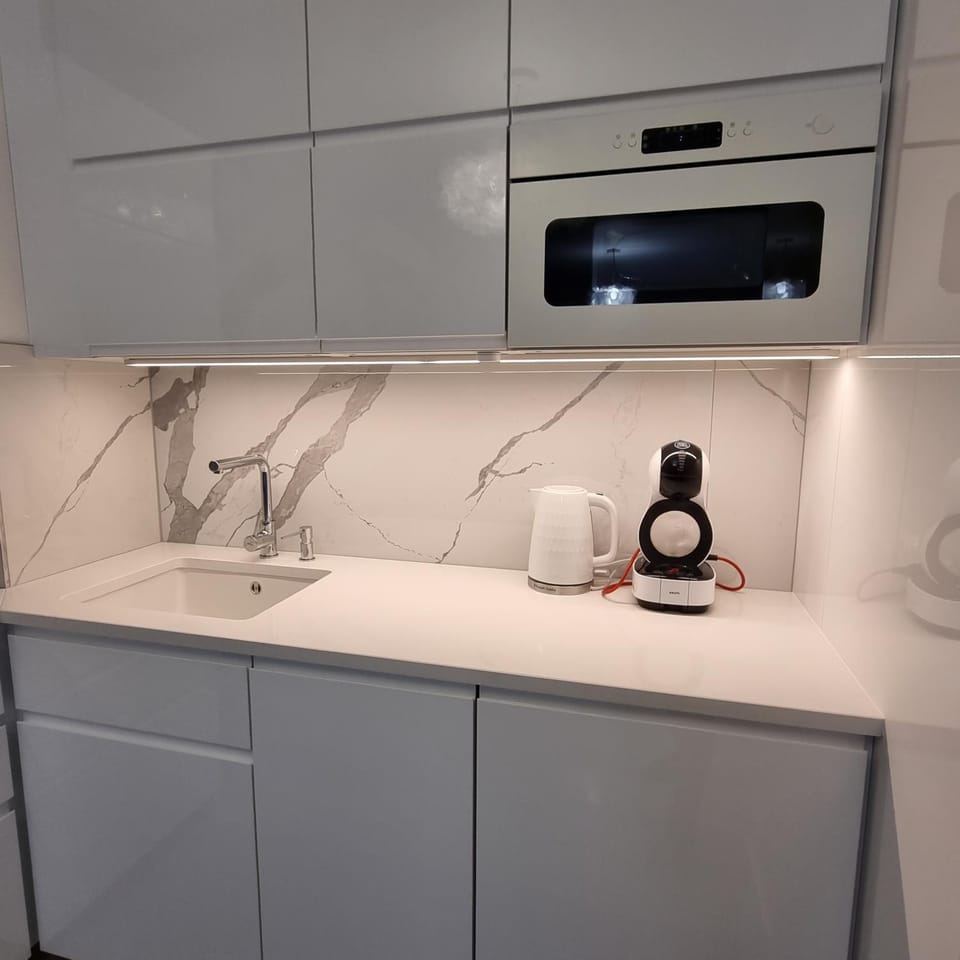 Kitchen or kitchenette, stove