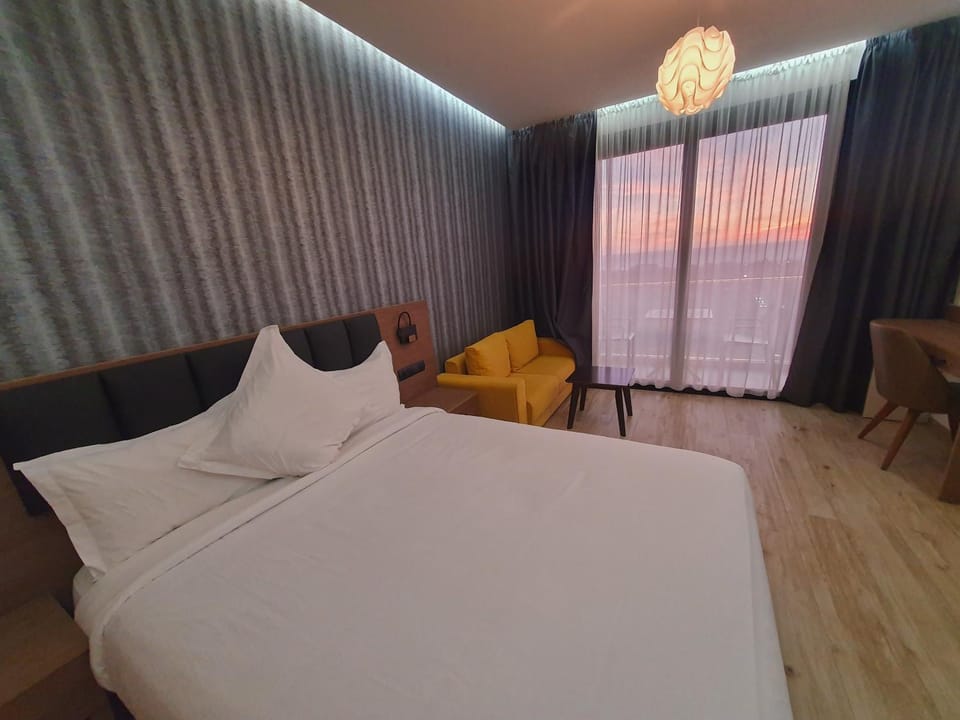 Bed, Bedroom, Sea view, Sunset, air conditioner