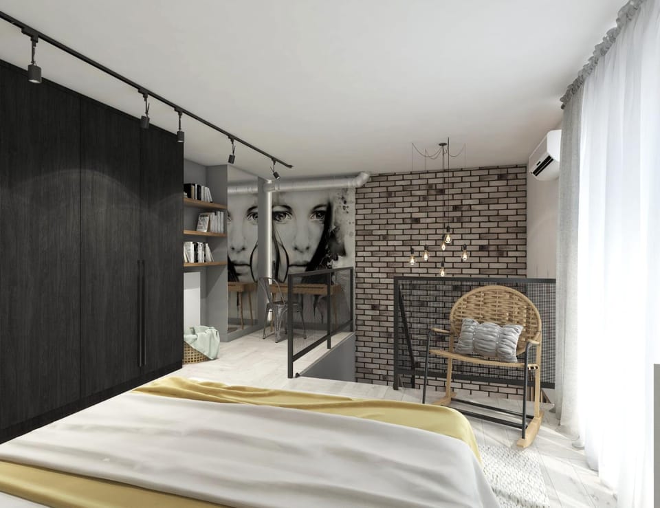 Bed, Activities, TV and multimedia, Photo of the whole room, Seating area, Bedroom, hair dresser, wardrobe, air conditioner