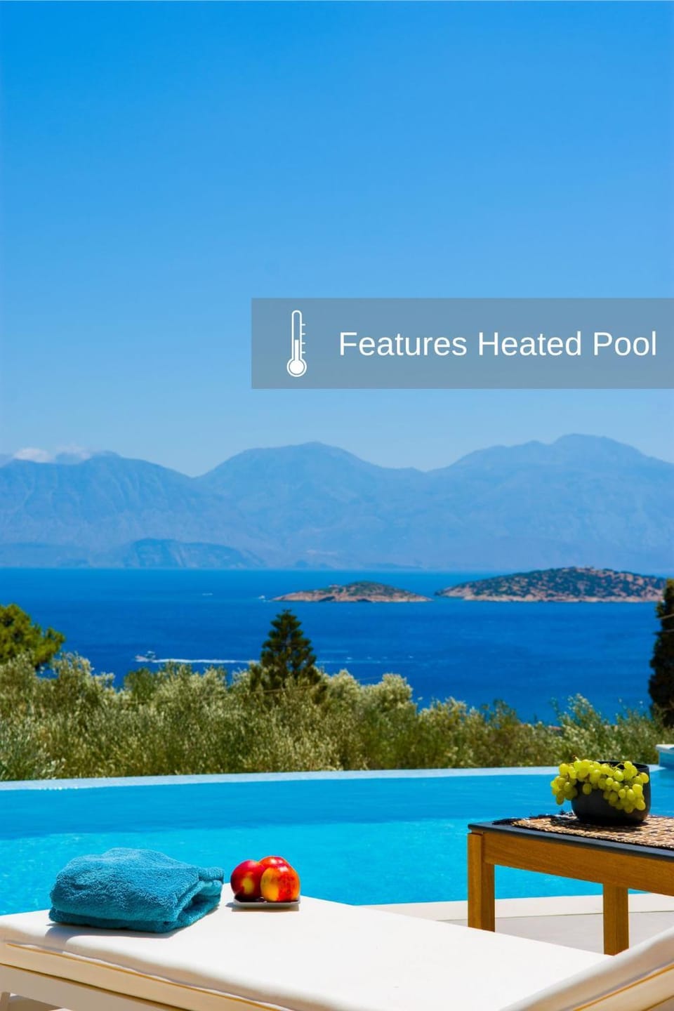 Day, Natural landscape, Mountain view, Pool view, Sea view, Swimming pool