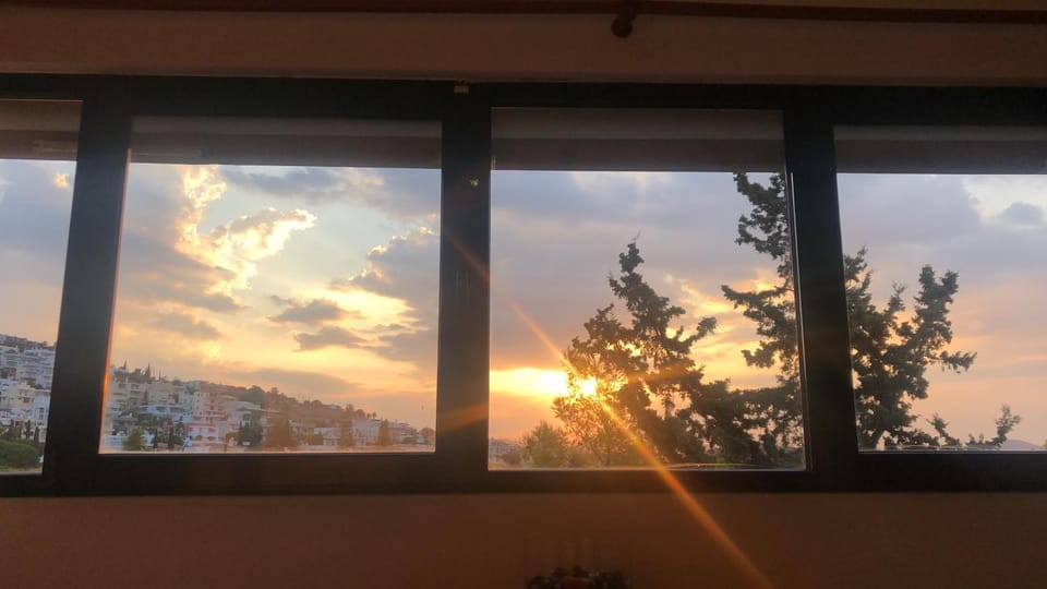 Property building, Natural landscape, Bedroom, Sunrise