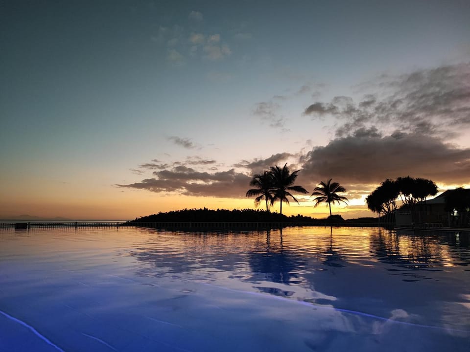 Pool view, Sunset